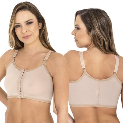 Imagem de Sutiã Pós-Cirúrgico para Implante de Silicone, Mastectomia e Mamoplastia Preto e Bege New Form Double