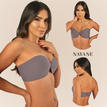 Imagem de Sutia Sem Alcas de Alta Sustentacao Nayane Rodrigues Push Up Liso com Bojo e Aro Confortavel