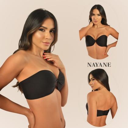 Imagem de Sutia Sem Alcas de Alta Sustentacao Nayane Rodrigues Push Up Liso com Bojo e Aro Confortavel