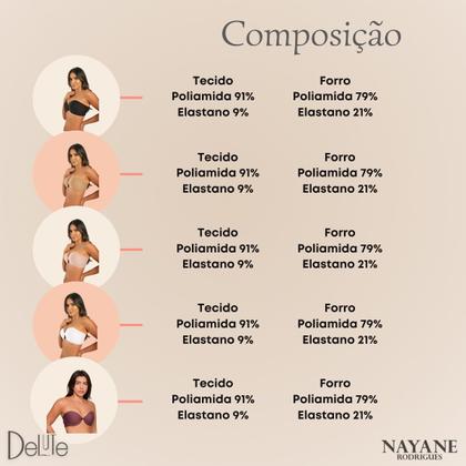 Imagem de Sutia Sem Alcas de Alta Sustentacao Nayane Rodrigues Push Up Liso com Bojo e Aro Confortavel