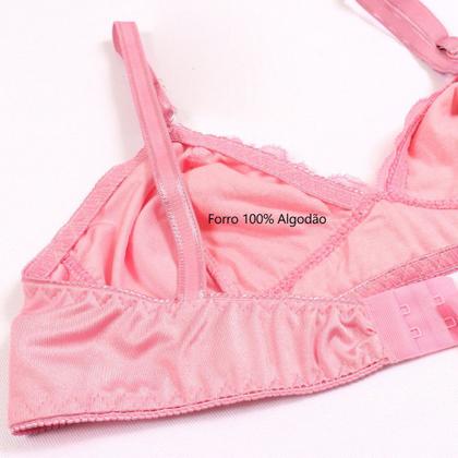 Imagem de Sutiã Sem Bojo Com Alça Regulável Lycra Liso Rendado 