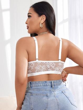 Imagem de Sutiã SOLY HUX Floral Lace Sheer Wireless Plus Size branco