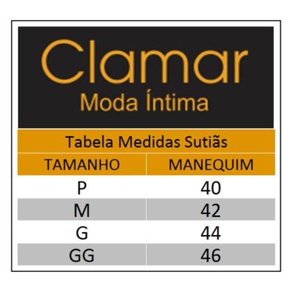 Imagem de Sutiã Top Sem Bojo SEM Aro Feminino Clamar em Microfibra e Renda - 3302