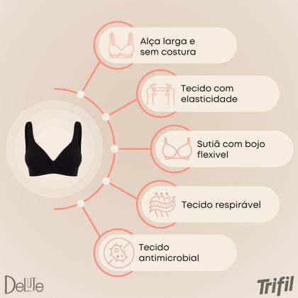 Imagem de  Sutia Top Triangulo Com Bojo Em Poliamida Feminino  T-shirt Sem Costura Sem Aro