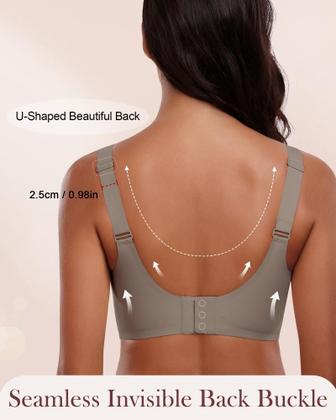 Imagem de Sutiãs HORISUN Deep V para mulheres, cobertura total, sutiãs push-up sem fio com suporte e sustentação para mulheres (cinza, pequeno)