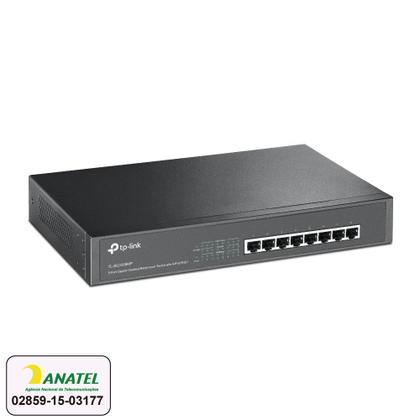Imagem de Switch 8 portas POE+ TP-Link Gigabit 10/100/1000Mbps TL-SG1008MP