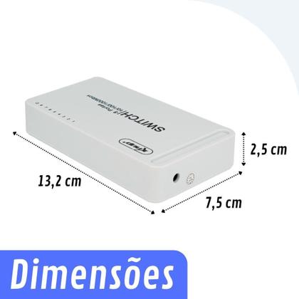 Imagem de Switch 8 Portas Rj45 Gigabit Rede 10/100/1000 Mbps Ethernet Hub Bivolt110 220V MDI MDI-X VLAN - KNUP