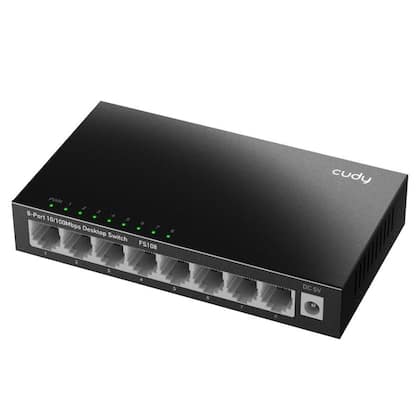 Imagem de Switch Cudy 8 Portas 10/100Mbps 1.6 Gbps 448 Kbit Preto - FS108D_EU V3.0