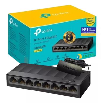 Imagem de Switch de Mesa 10/100/1000 Mbps 8 Portas Gigabit Lan Ethernet RJ45 Tplink Lite Wave