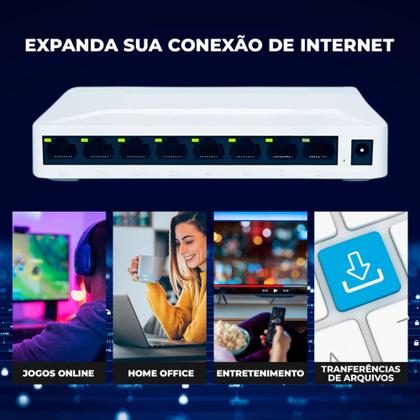 Imagem de Switch de Mesa 8 Portas 10/100/1000Mbps OI-PIX004 Gigabit Ethernet Plug and Play