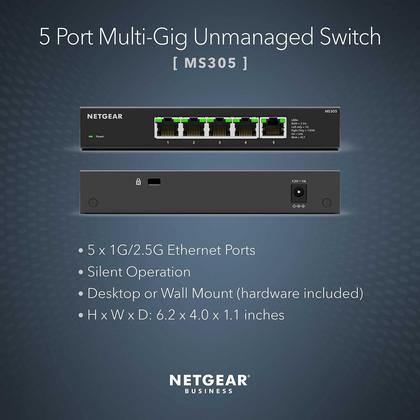 Imagem de Switch de rede NETGEAR MS305 5 portas 1G/2,5G Ethernet