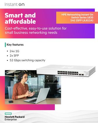 Imagem de Switch Ethernet HPE Networking Instant On 1830 de 24 portas Gb