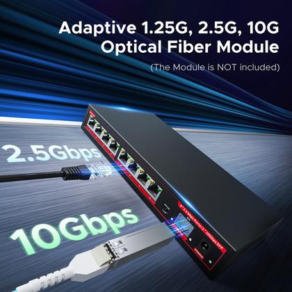 Imagem de Switch Ethernet iEnron de 8 portas 2.5G com slot 1x10G SFP+