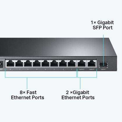 Imagem de Switch Ethernet PoE TP-Link TL-SL1311MP - 8 Portas 10/100 Mbps