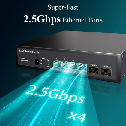Imagem de Switch Ethernet STEAMEMO de 6 Portas 2,5G - Não Gerenciado - 60Gbps
