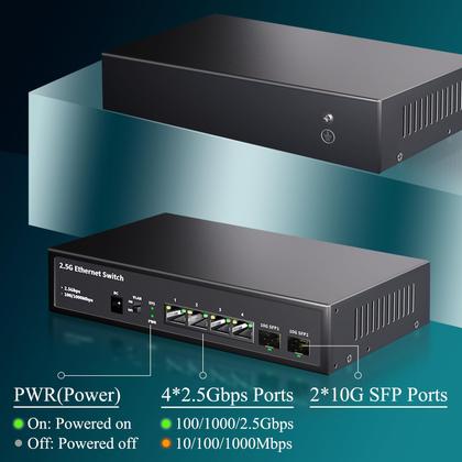 Imagem de Switch Ethernet STEAMEMO de 6 Portas 2,5G - Não Gerenciado - 60Gbps