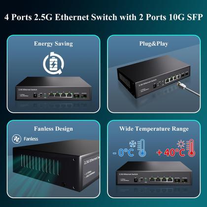 Imagem de Switch Ethernet STEAMEMO de 6 Portas 2,5G - Não Gerenciado - 60Gbps
