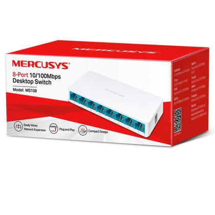 Imagem de Switch Fast 8 Portas Mercusys 10/100mbps - Ms108 Compacto Branco
