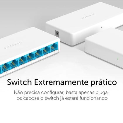 Imagem de Switch Fast 8 Portas Mercusys 10/100mbps - Ms108 Compacto Branco