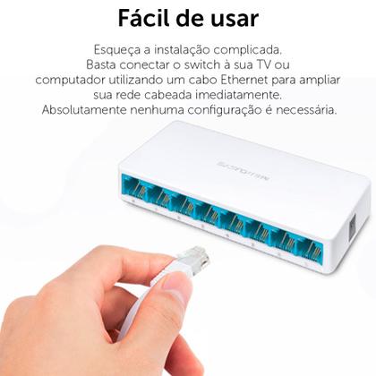 Imagem de Switch Fast 8 Portas Mercusys 10/100mbps - Ms108 Compacto Branco