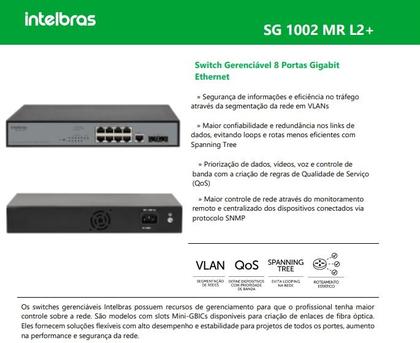 Imagem de Switch gerenciavel 8 portas giga SG 1002 MR L2+ Intelbras