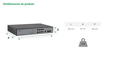 Imagem de Switch gerenciavel 8 portas giga SG 1002 MR L2+ Intelbras