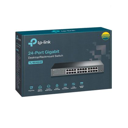 Imagem de Switch Gigabit 24 Portas 10/100/1000 Mesa, Montavel em RACK Nao Gerenciavel TL-SG1024D