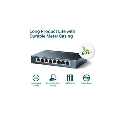 Imagem de Switch Gigabit de Mesa TP-Link 8 Portas 10/100/1000Mbps - LS1008G