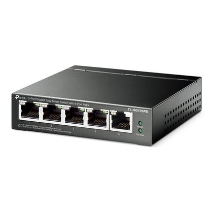 Imagem de Switch Gigabit EASY SMART 10/100/1000 C/ 5 Portas (sendo 4 Poe) TL-SG105PE SMB