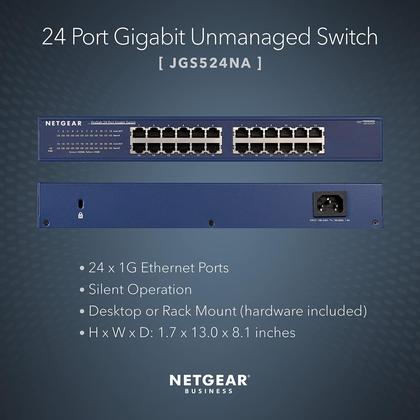 Imagem de Switch Gigabit Ethernet NETGEAR JGS524 - 24 Portas Não Gerenciado