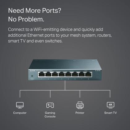 Imagem de Switch Gigabit Ethernet TP-Link TL-SG108 - 8 Portas