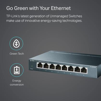 Imagem de Switch Gigabit Ethernet TP-Link TL-SG108 - 8 Portas