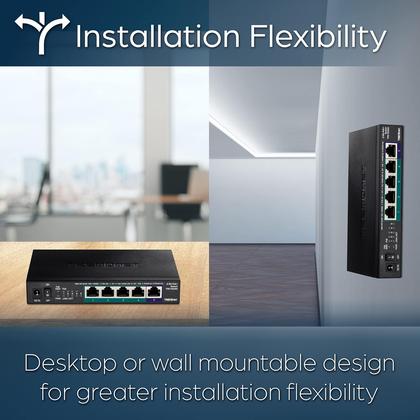 Imagem de Switch Gigabit Ethernet TRENDnet TPE-TG350 de 5 Portas com PoE+ - Não Gerenciado