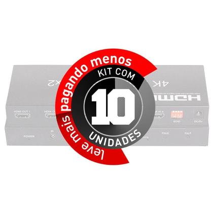 Imagem de Switch Hdmi 4X2 Controle - 2K, 4K, 3D E Full Hd - Kit Com 10