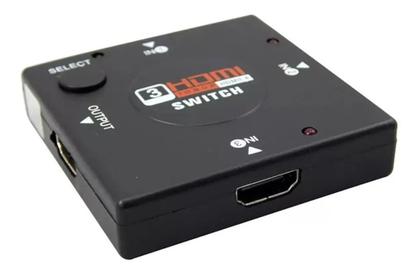 Imagem de Switch hub hdmi preto 3 portas full hd 1080p divisor entrada