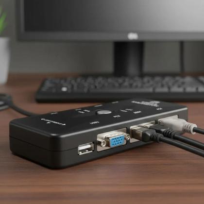 Imagem de Switch Kvm 4 Portas Usb Vga Para 4 Pcs Teclado E Mouse