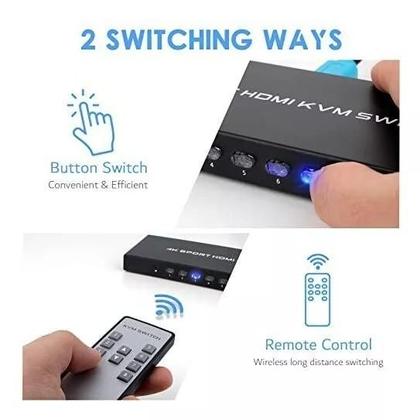 Imagem de Switch KVM HDMI 8 Portas 4k com Cabos.