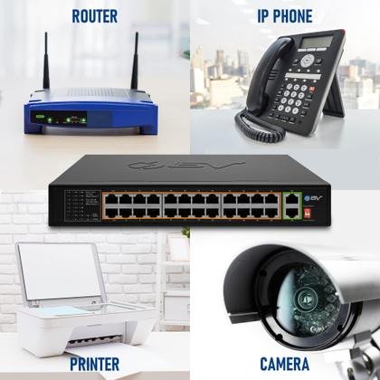 Imagem de Switch PoE+ BV-Tech 24 Portas com 2 Gigabit Ethernet ou SFP