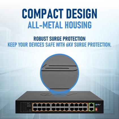 Imagem de Switch PoE+ BV-Tech 24 Portas com 2 Gigabit Ethernet ou SFP
