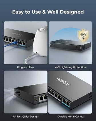 Imagem de Switch PoE REOLINK RLA-PS1 - 8 Portas PoE + 2 Gigabit Uplink - 120W