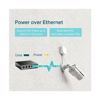 Imagem de Switch TP-LINK Gigabit 5Portas com 4Portas PoE+ TL-SG1005P SMB