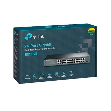 Imagem de Switch Tp-Link Gigabit de Mesa ou Rack de 24 Portas 10/100/1000 TL-SG1024D Preto