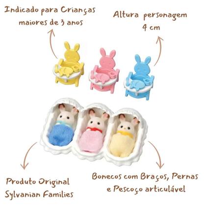 Imagem de Sylvanian Families Conjunto Cuidando De Trigêmeos 5532 Original, Epoch, Presente Crianças +3 Anos