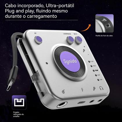 Imagem de Synido Interface de Áudio Externa Bluetooth HIFI  Placa de Som Para Transmissão ao Vivo, Instrumentos, PC Celular