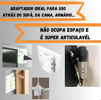 Imagem de T De Tomada Dobrável Parede Para Usar Atrás De Móveis 3T