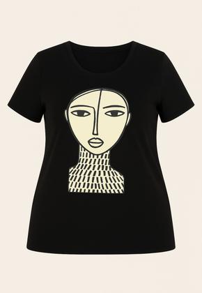 Imagem de T-shirt Plus Size Estampa Artística em Malha