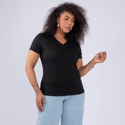 Imagem de T-shirt plus size gola v algodão fem