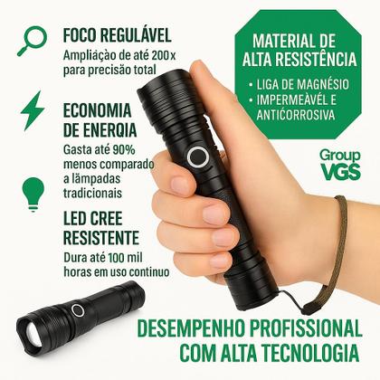 Imagem de T9 Lanterna Recarregavel Potentes Tatica Led Militar Com Zoom