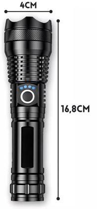 Imagem de T9 Lanterna Tática Recarregável Led Holofote Lanterna Militar T9 Potente Fazenda Sítio trilha