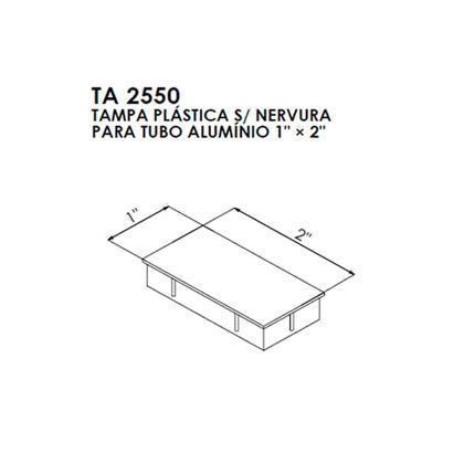 Imagem de TA 2550 - Tampa plástica para tubo alumínio 1x2” Preta 2un